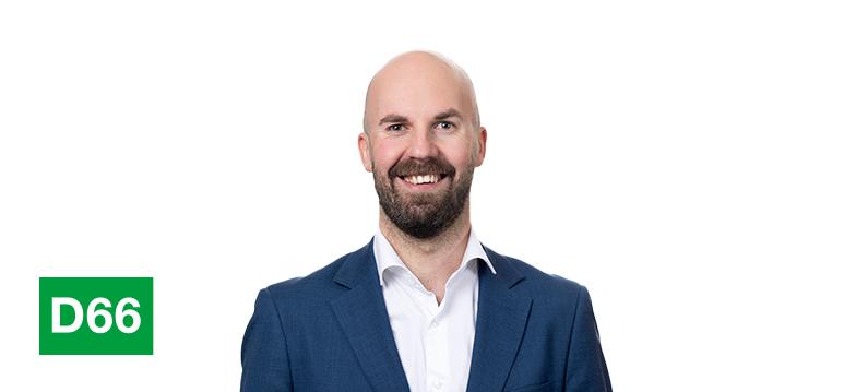 Portrait of Vervuurt with logo D66.