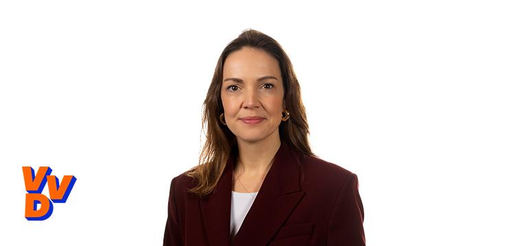 Portrait of Becker with logo VVD.