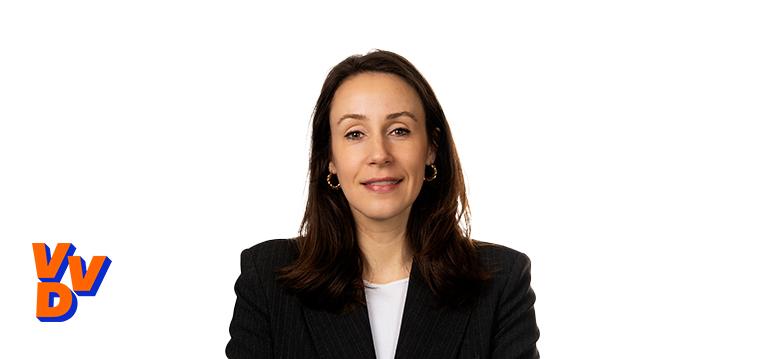 Portrait of Martens-America with logo VVD.