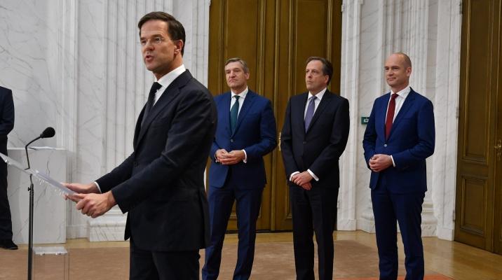 The leaders of the VVD, CDA, D66 and ChristenUnion groups commenting on the Coalition Agreement