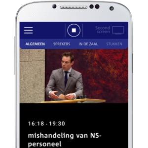 Telephone screen showing MP at central lectern