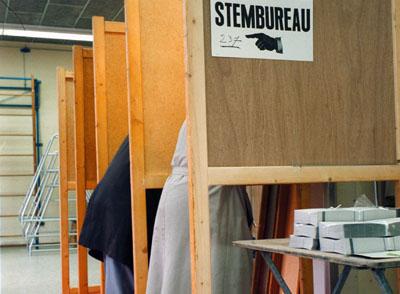 A voting booth during election day